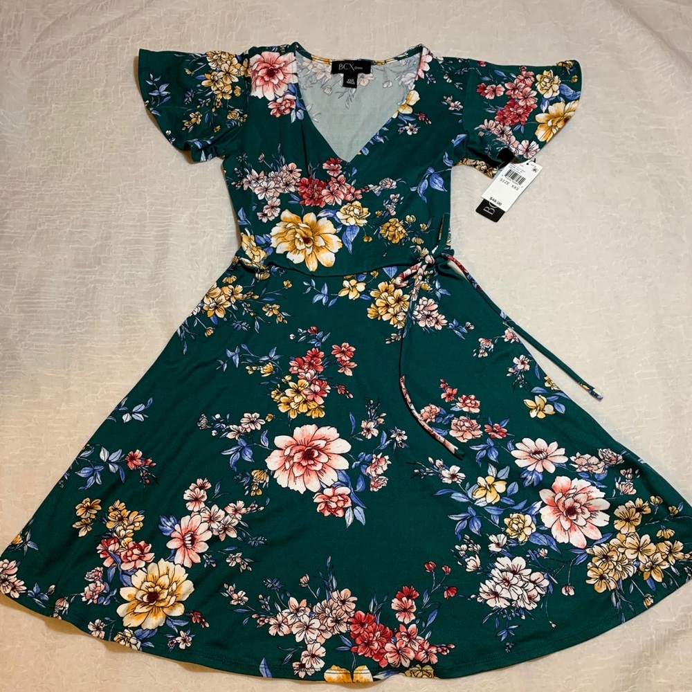 BCX faux wrap floral dress